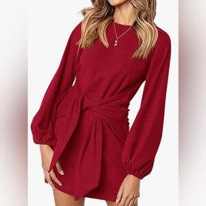 Boutique 9 Burgundy Long-Sleeve Tie-Front Mini Dress